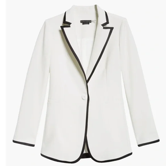 ALICE + OLIVIA Breann Fitted Contrast Trim Blazer NWT - Picture 4 of 16